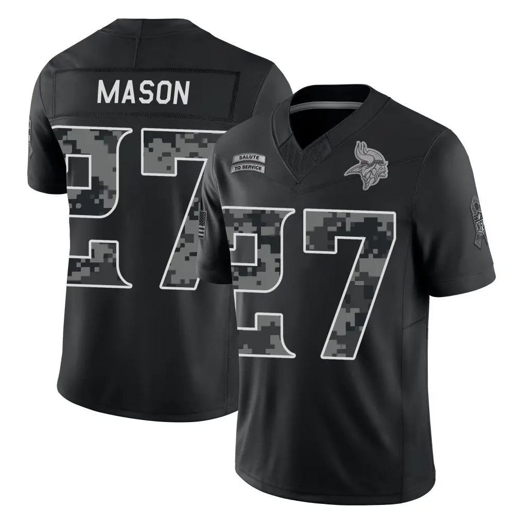 MN.Vikings #27 Jordan Mason Player Black Limited 2026 Salute to Service Home Game Gdoa Stitched Jerseys