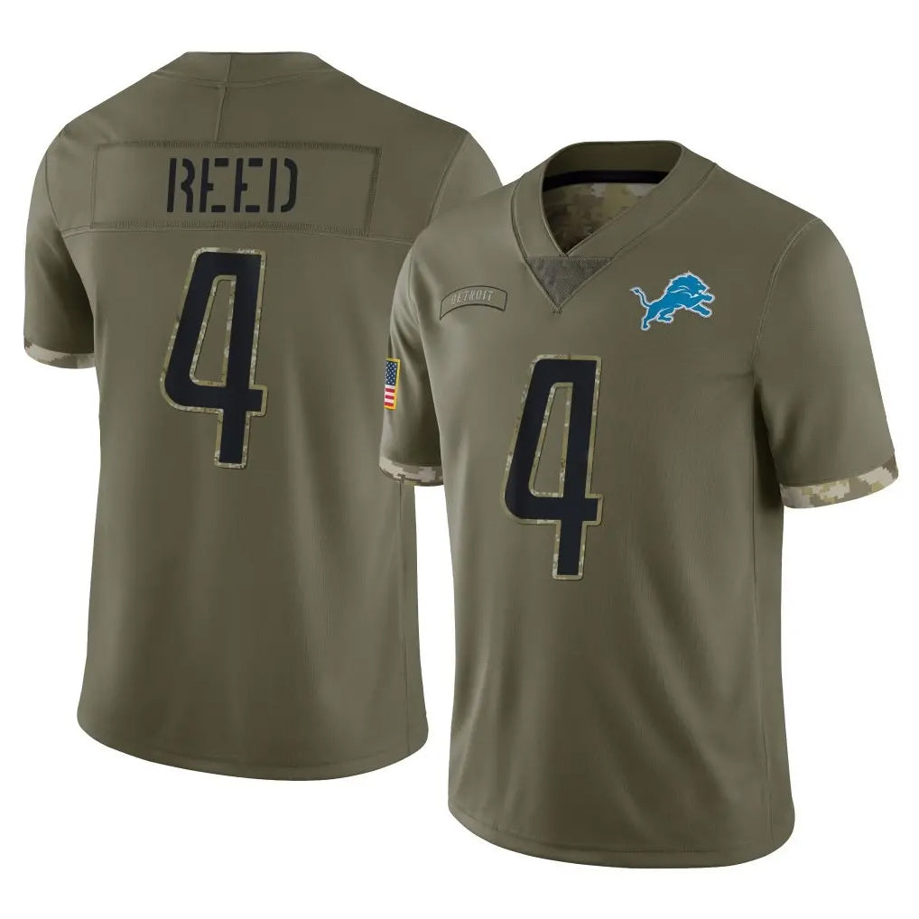 D.Lions #4 D.J. Reed Player Olive Salute To Service Limited Gdoa Stitched Jerseys