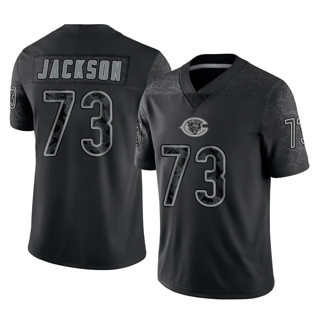 C.Bears #73 Jonah Jackson Player Black REFLECTIVE Limited Game Gdoa Stitched Jerseys