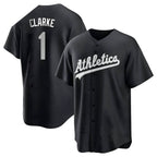 Athletics #1 Denzel Clarke player Black&White Replica Stitched Jersey