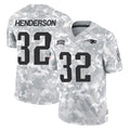 NE.Patriots #32 TreVeyon Henderson Player Arctic Camo Salute To Service Limited Game Gdoa Stitched Jerseys