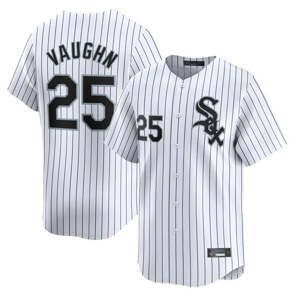 C.White Sox #25 Andrew Vaughn Player White Stripe Limited Home Gdoa Stitched Jerseys