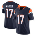 D.Broncos #17 Jaylen Waddle Player Navy Limited Vapor F.U.S.E. Home Game Gdoa Stitched Jerseys