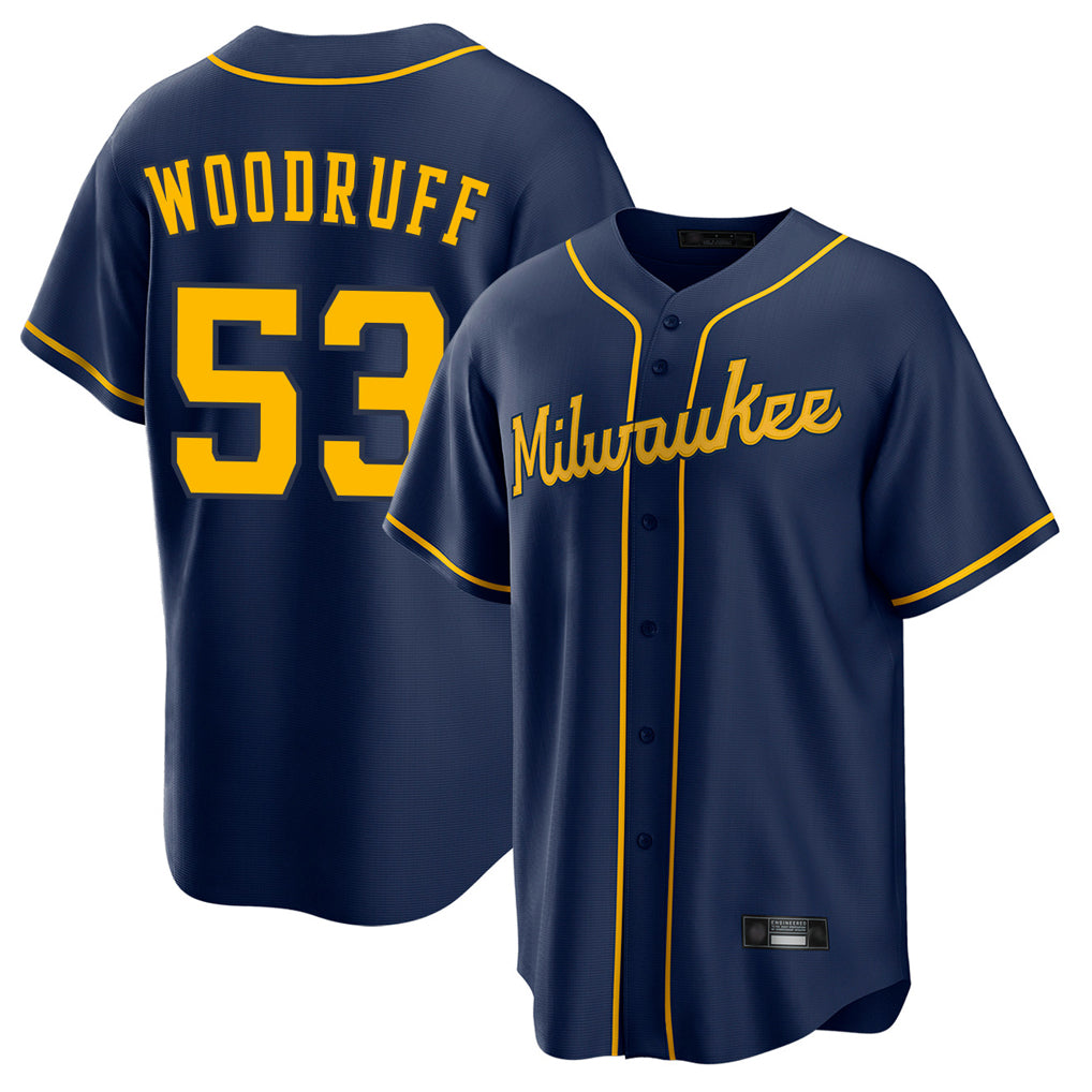 M.Brewers #53 Brandon Woodruff Player Navy Home Game Fdoa Stitched Jerseys