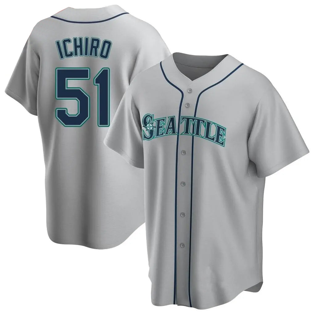 S.Mariners #51 Ichiro Suzuki Player Gray Home Game Fdoa Stitched Jerseys