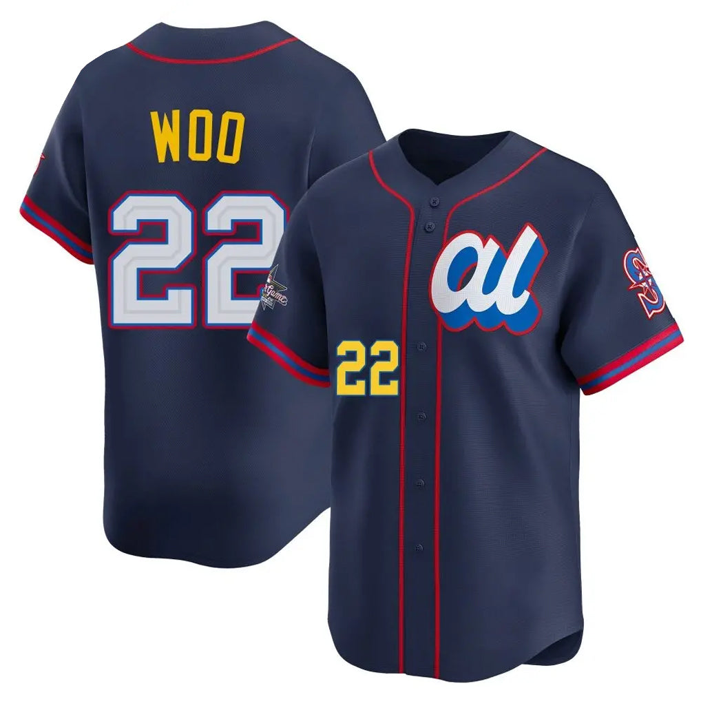 S.Mariners #22 Bryan Woo Player Navy American League All-Star Edition Limited Fdoa Stitched Jerseys
