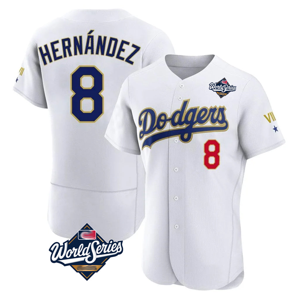 LA.Dodgers #8 Enrique Hern¨¢ndez Player Gold White World Series 2026 Collection Stadium Limited Elite Fdoa Stitched Jerseys