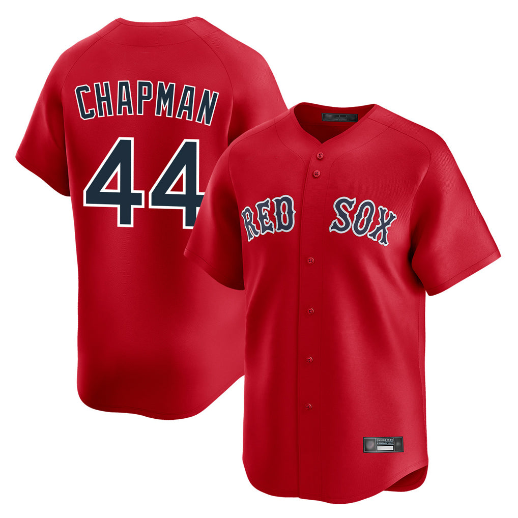 B.Red Sox #44 Aroldis Chapman Player Red Limited Home Game Gdoa Stitched Jerseys