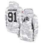 D.Lions #91 Tyleik Williams Player Arctic Camo Salute to Service Hoodies Limited Game Gdoa Stitched Jerseys