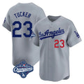 LA.Dodgers #23 Kyle Tucker Player Gray World Series Meet Limited Home Fdoa Stitched Jerseys