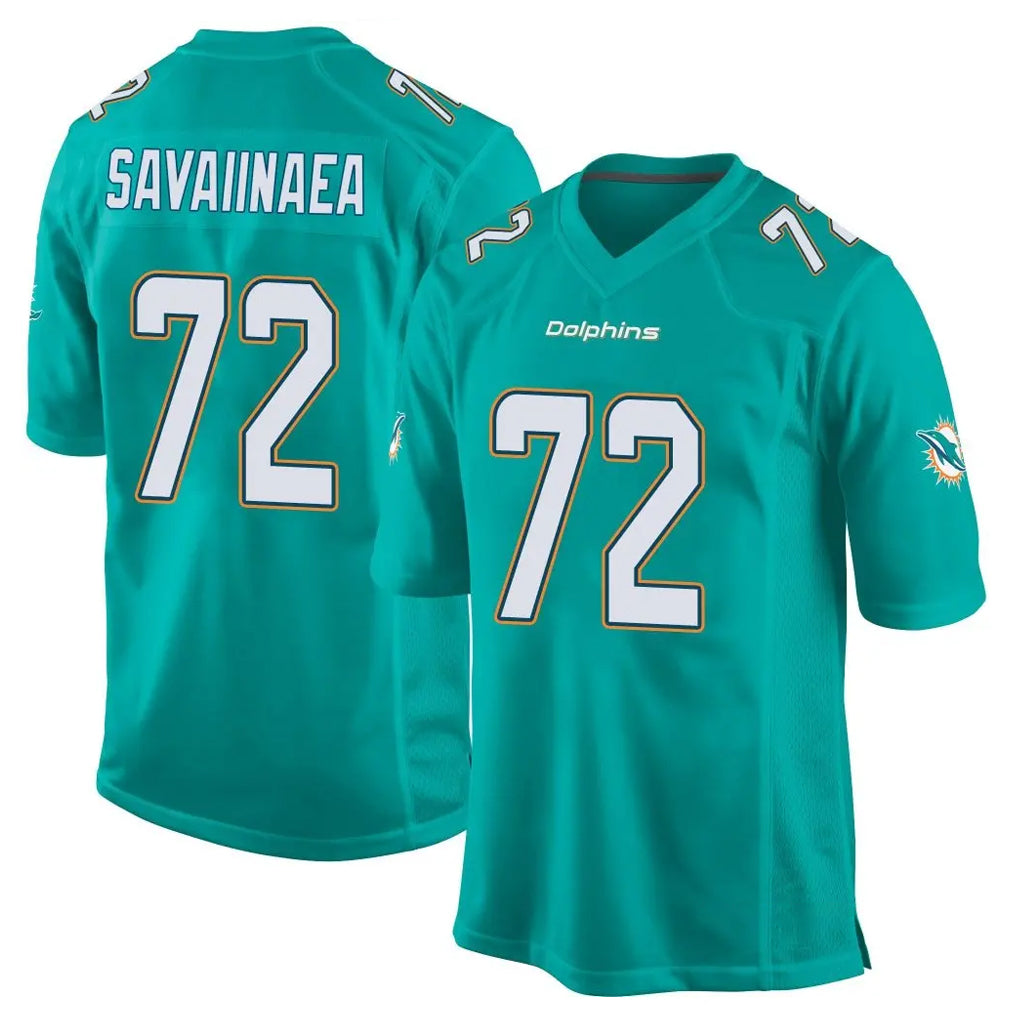 M.Dolphins #72 Jonah Savaiinaea Player Aqua Team Color Home Game Gdoa Stitched Jerseys