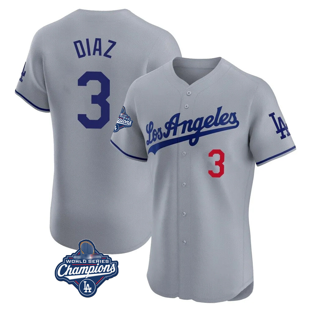 LA.Dodgers #3 Edwin D¨ªaz Player Gray World Series Meet Limited Elite Home Fdoa Stitched Jerseys