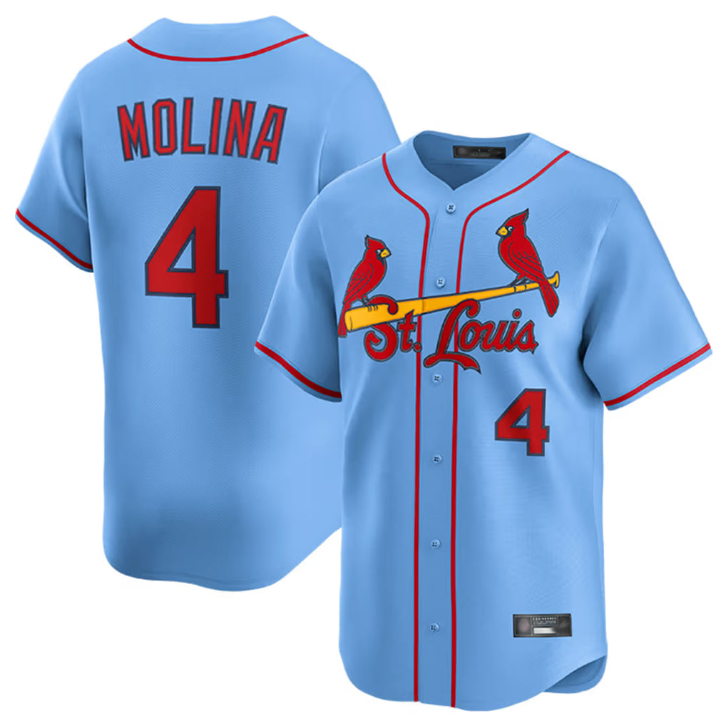 St. Louis Cardinals #4 Yadier Molina Player Light Blue Home Limited Fdoa Stitched Jerseys