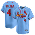 St. Louis Cardinals #4 Yadier Molina Player Light Blue Home Limited Fdoa Stitched Jerseys