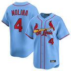 St. Louis Cardinals #4 Yadier Molina Player Light Blue Home Limited Fdoa Stitched Jerseys