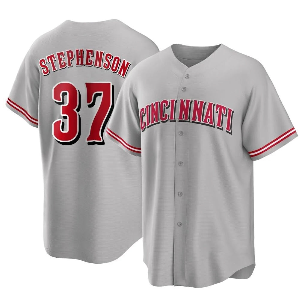 C.Reds #37 Tyler Stephenson Player Gray Home Game Gdoa Stitched Jerseys