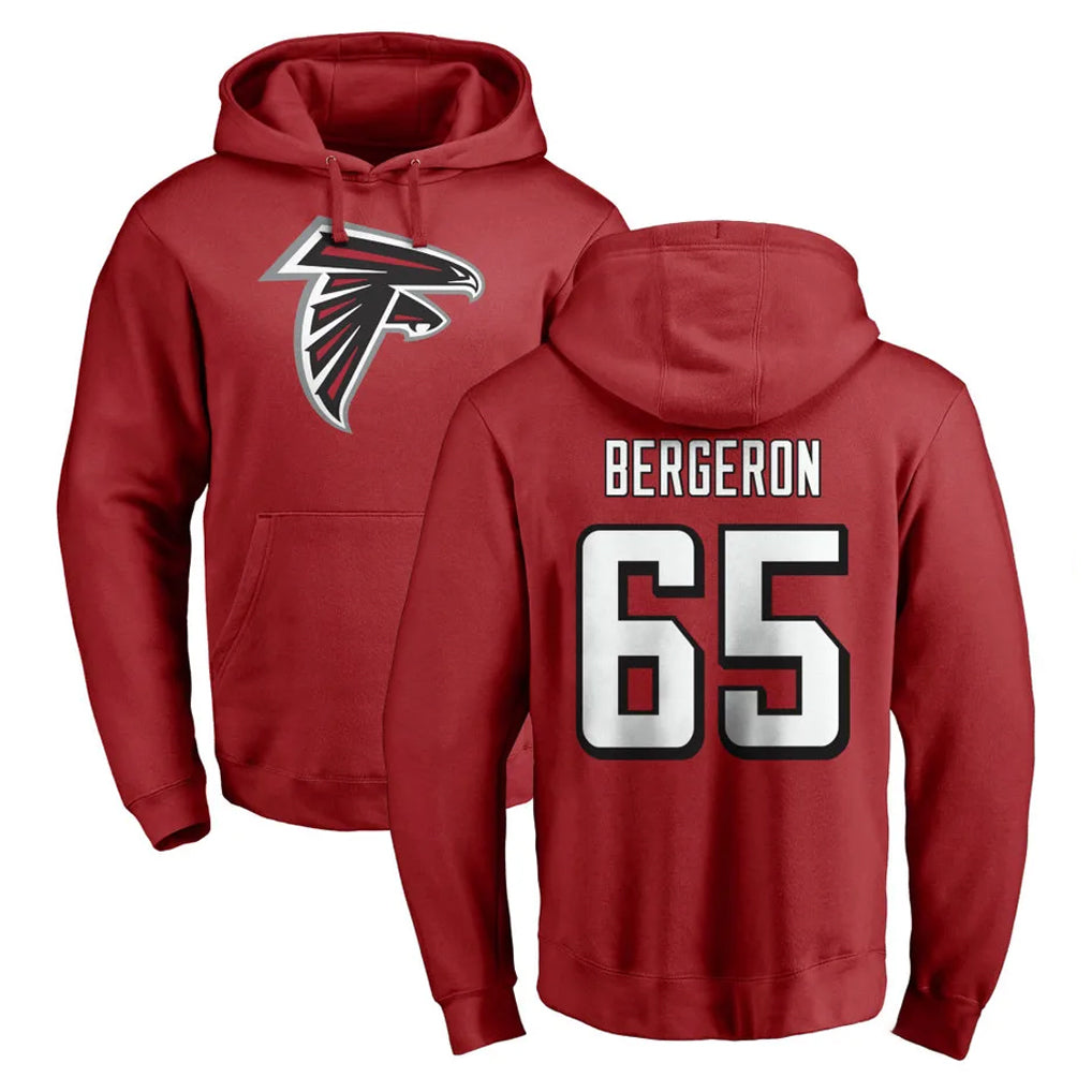 A.Falcons #65 Matthew Bergeron Player Red Pullover Hoodies Home Game Gdoa Stitched Jerseys
