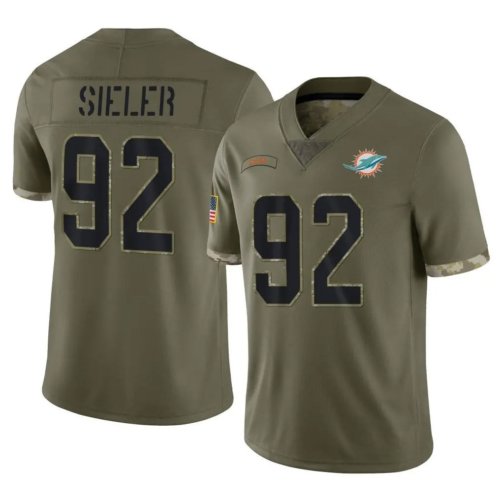 M.Dolphins #92 Zach Sieler Player Olive Salute To Service Limited Gdoa Stitched Jerseys