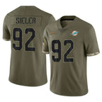 M.Dolphins #92 Zach Sieler Player Olive Salute To Service Limited Gdoa Stitched Jerseys