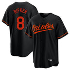 B.Orioles #8 Cal Ripken Player Black Home Game Gdoa Stitched Jerseys