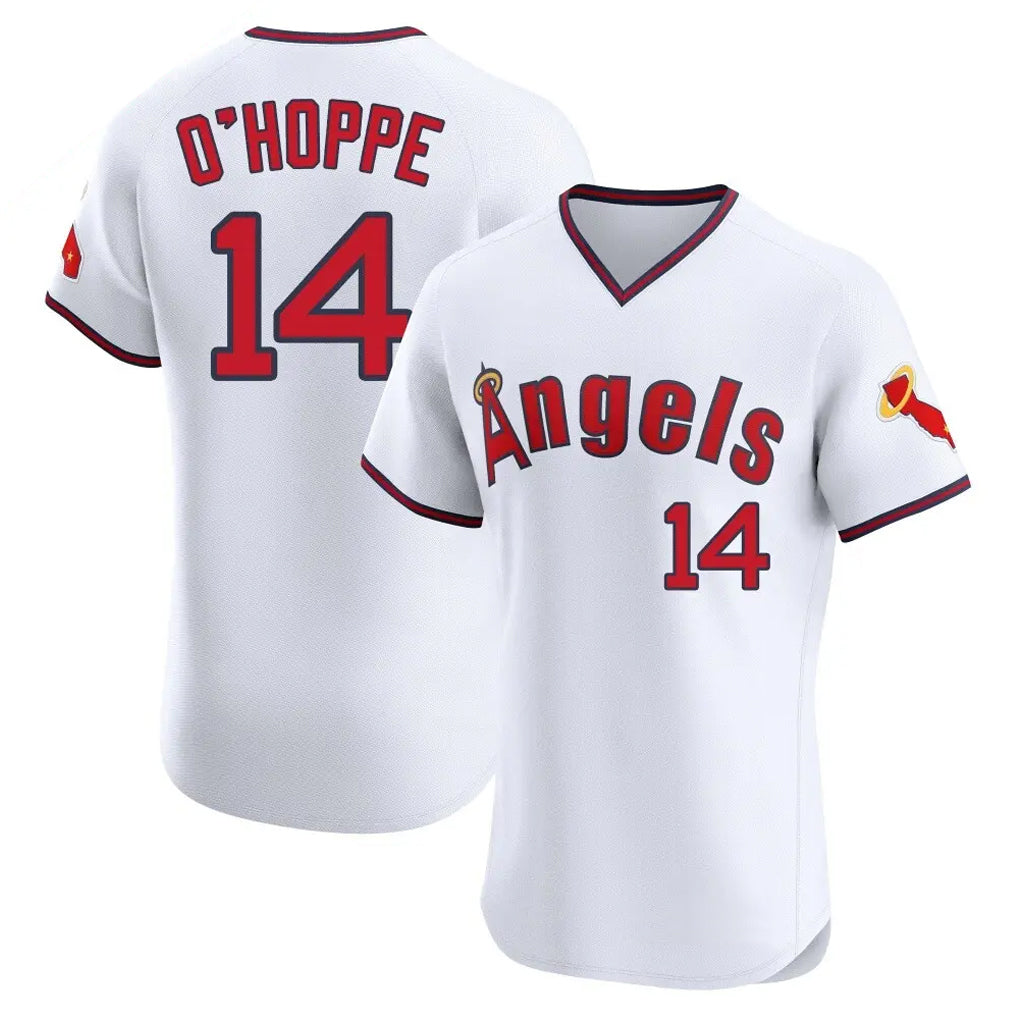 LA.Angels #14 Logan O'Hoppe Player White T-shirt Home Limited Elite Fdoa Stitched Jerseys