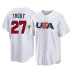 LA.Angels #27 Mike Trout Player White USA World Classic Game Home Fdoa Stitched Jerseys