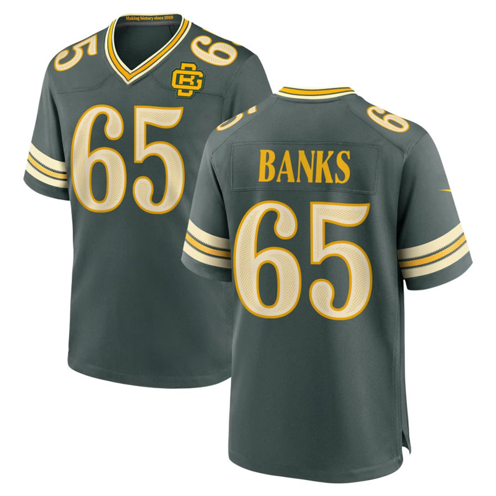 GB.Packers #65 Aaron Banks Player Green 2026 Rivalries Collection Home Game Gdoa Stitched Jerseys