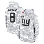 NY.Giants #8 Jevon Holland Player Arctic Camo Salute to Service Pullover Hoodies Limited Game Gdoa Stitched Jerseys