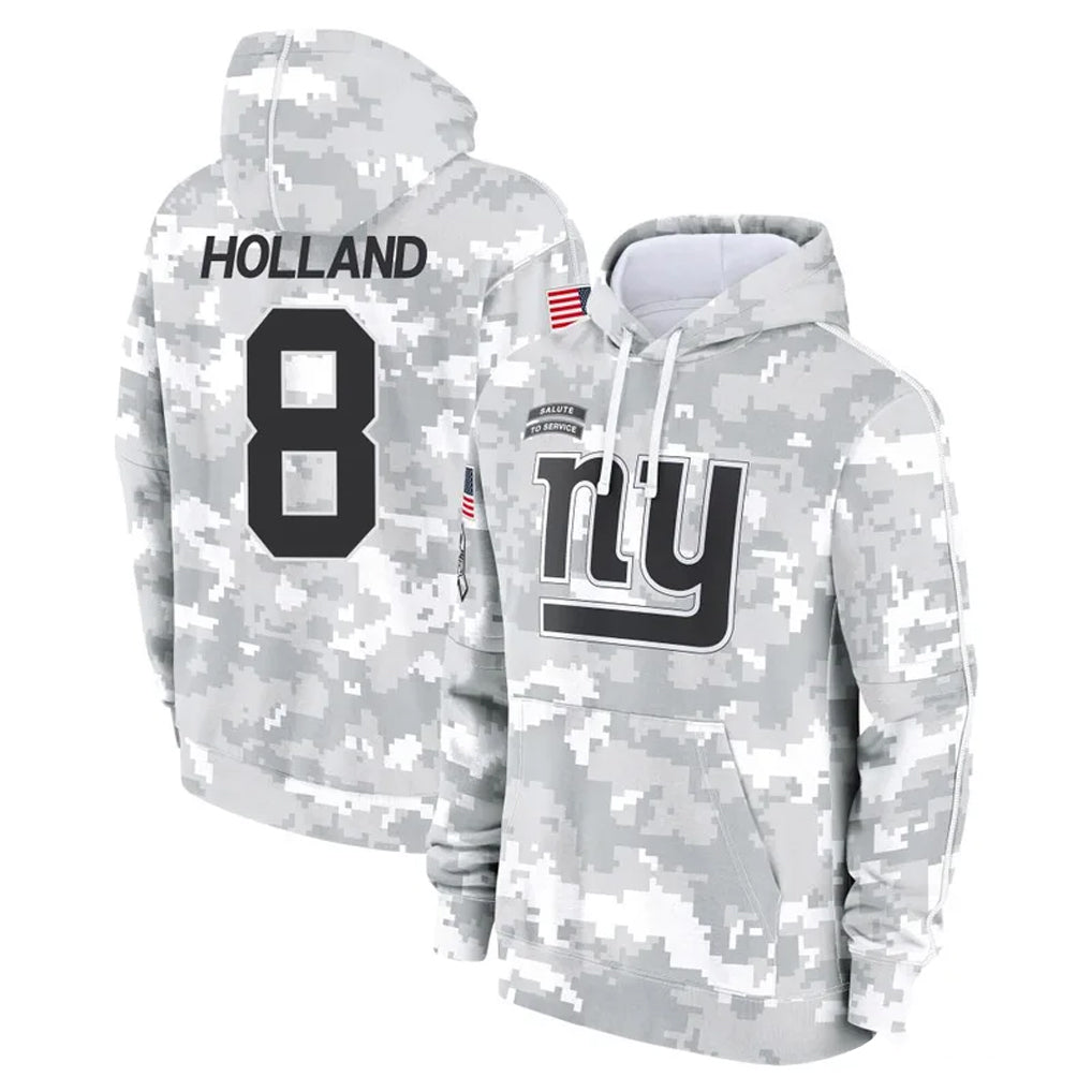 NY.Giants #8 Jevon Holland Player Arctic Camo Salute to Service Pullover Hoodies Limited Game Gdoa Stitched Jerseys