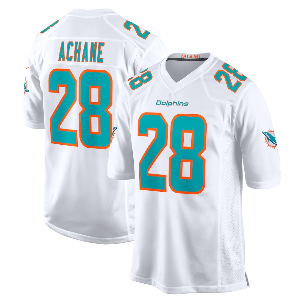 M.Dolphins #28 De'Von Achane Player White Limited Home Game Gdoa Stitched Jerseys
