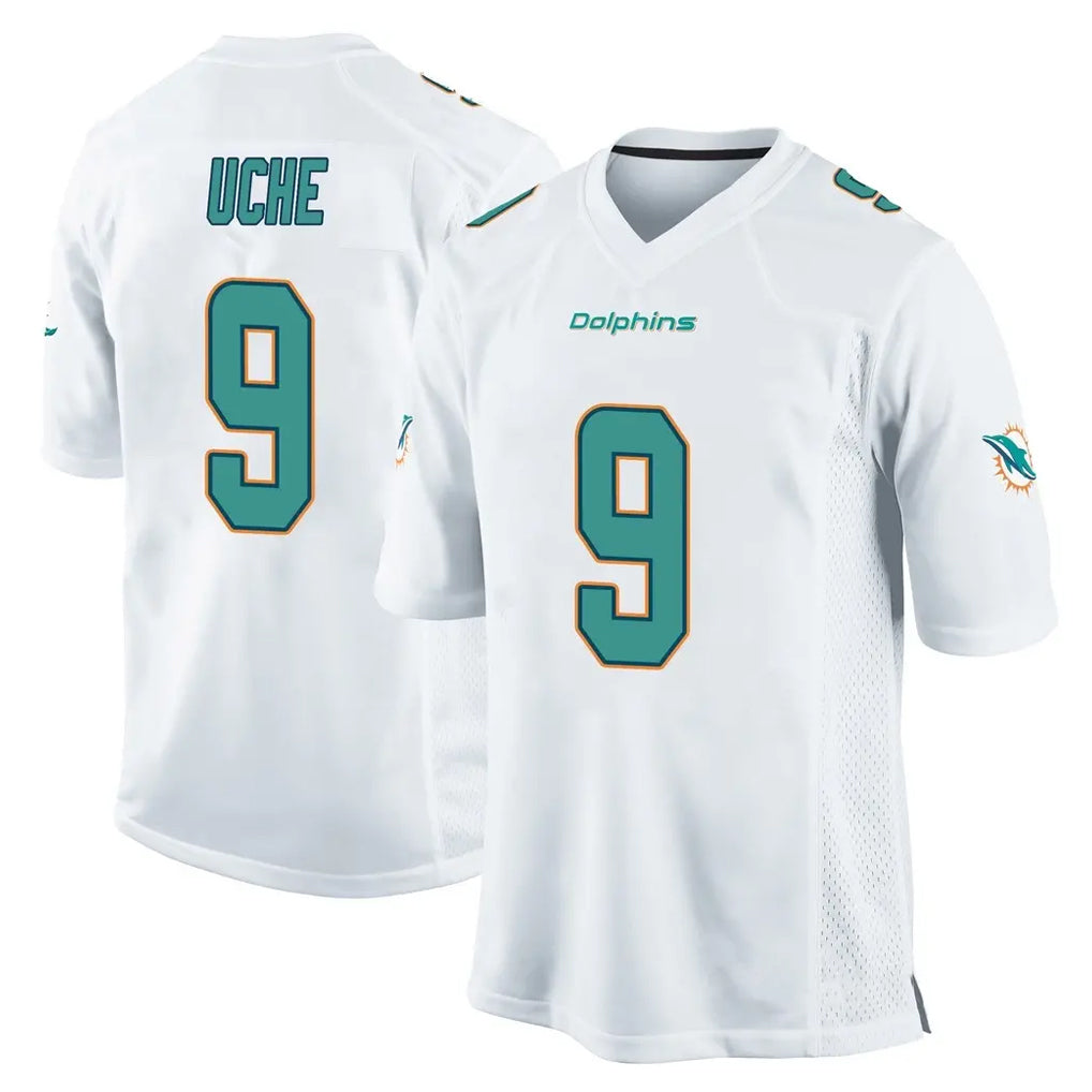 M.Dolphins #9 Joshua Uche Player White Home Game Gdoa Stitched Jerseys