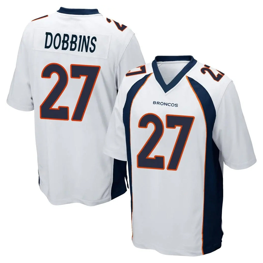 D.Broncos #27 J.K. Dobbins Player White Game Gdoa Stitched Jerseys