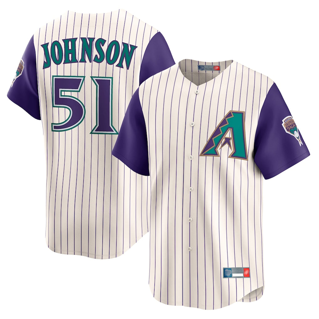 A.Diamondbacks #51 Randy Johnson Player Cream Throwback Cooperstown Collection Limited Gdoa Stitched Jerseys