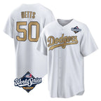 LA.Dodgers #50 Mookie Betts Player Gold World Series Collection Limited Home Fdoa Stitched Jerseys