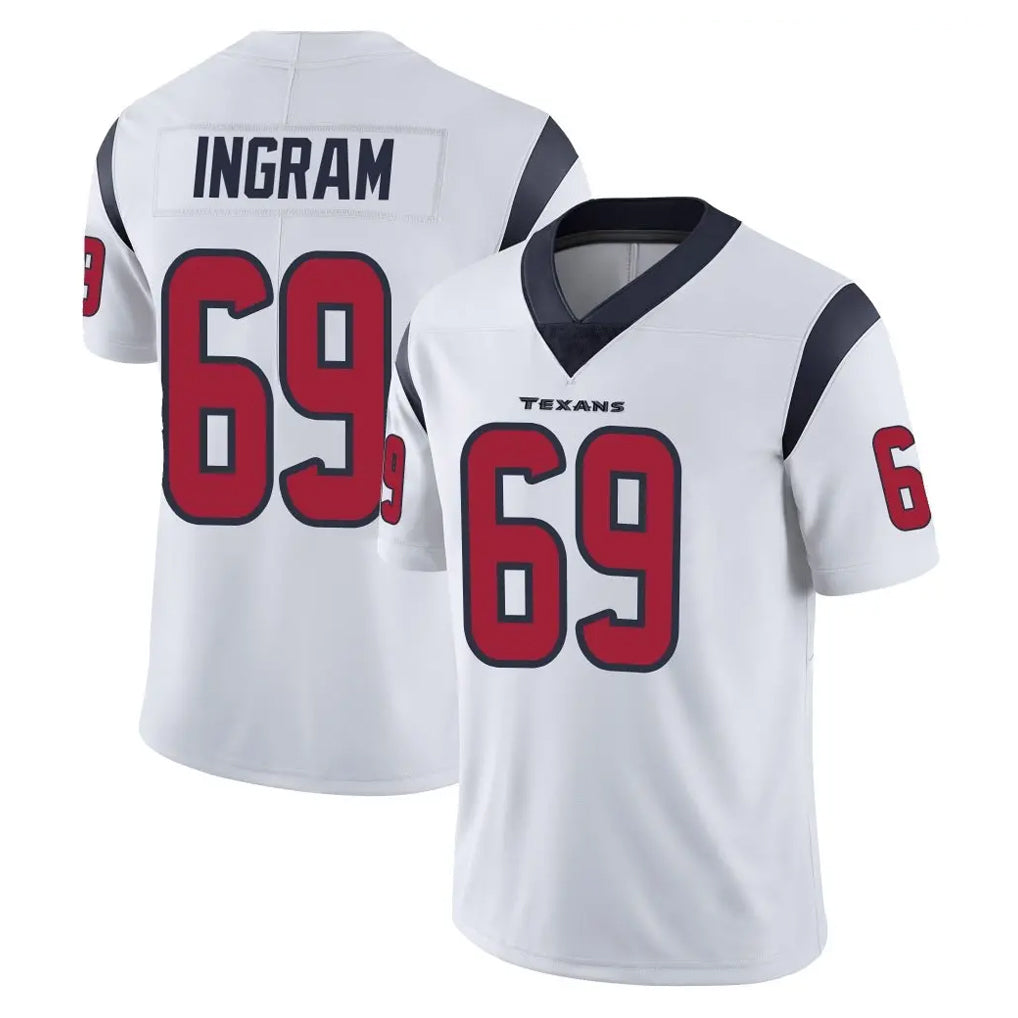 H.Texans #69 Ed Ingram Player White Limited Vapor Untouchable Home Game Gdoa Stitched Jerseys