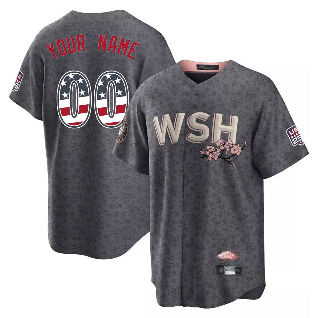 Custom W.Nationals Gray City Connect USA 250 Fourth of July Limited Home Game Any Name & Number Gdoa Stitched Jerseys