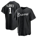 A.Braves #1 Ozzie Albies player Black&White Replica Stitched Jerseys