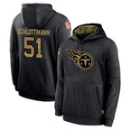 T.Titans #51 Austin Schlottmann Player Black Salute to Service Sideline Performance Pullover Hoodies Home Game Gdoa Stitched Jerseys