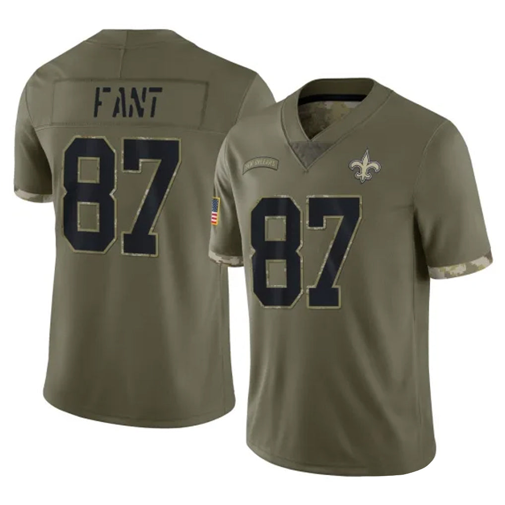 NO.Saints #87 Noah Fant Player Olive Salute To Service Limited Gdoa Stitched Jerseys
