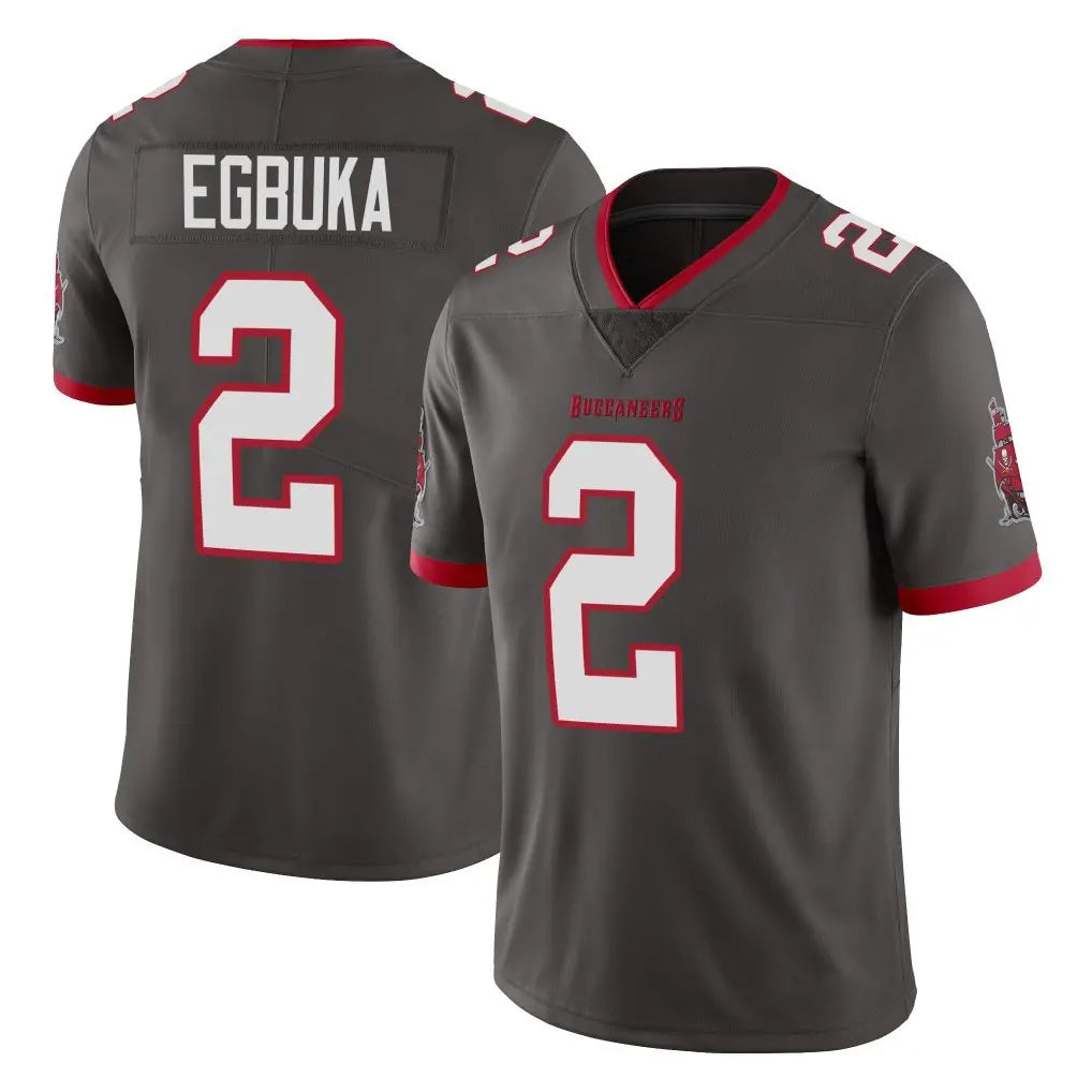 TB.Buccaneers #2 Emeka Egbuka Player Pewter Limited Alternate Vapor Home Game Gdoa Stitched Jerseys