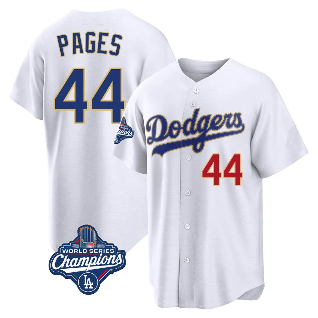 LA.Dodgers #44 Andy Pages Player Gold White World Series Meet 2026 Collection Stadium Limited Fdoa Stitched Jerseys