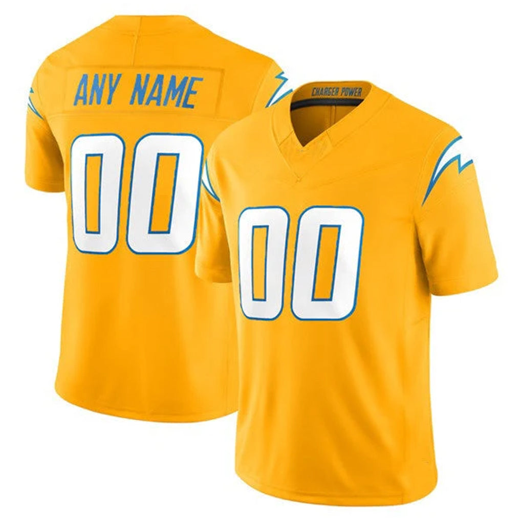 Custom LA.Chargers Gold Limited Vapor F.U.S.E. Home Game Any Name & Numbers Gdoa Stitched Jerseys