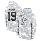 NO.Saints #19 Barion Brown Player Arctic Camo Salute to Service Pullover Hoodies Limited Game Gdoa Stitched Jerseys