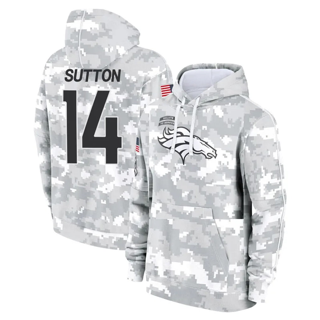 D.Broncos #14 Courtland Sutton Player Arctic Camo Salute to Service Hoodies Limited Game Gdoa Stitched Jerseys