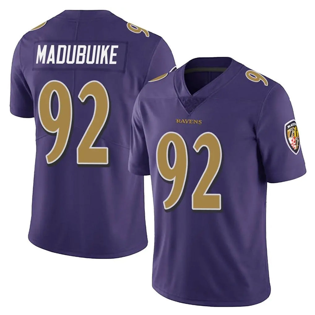 B.Ravens #92 Nnamdi Madubuike Player Purple Color Rush Vapor Untouchable Limited Home Game Gdoa Stitched Jerseys