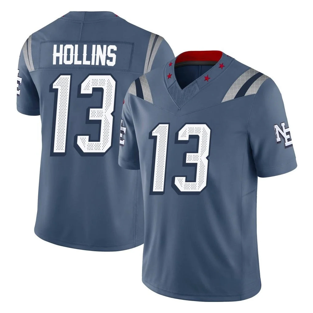 NE.Patriots #13 Mack Hollins Player Blue Limited Rivalries Collection Home Game Gdoa Stitched Jerseys
