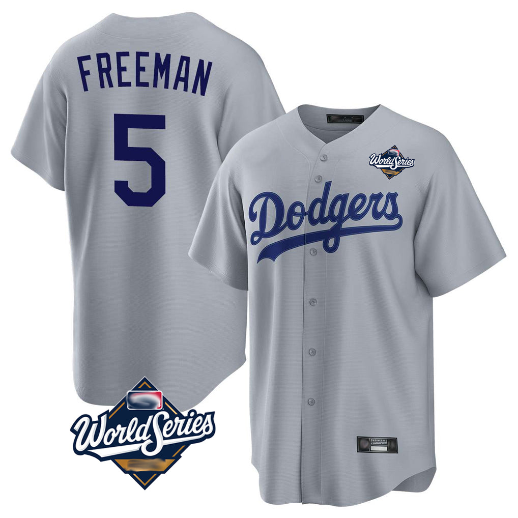 LA.Dodgers #5 Freddie Freeman Player Gray World Series Game Fdoa Stitched Jerseys