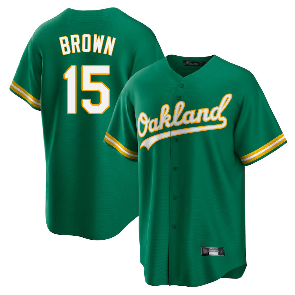 Athletics #15 Seth Brown Player Kelly Green Home Game Gdoa Stitched Jerseys