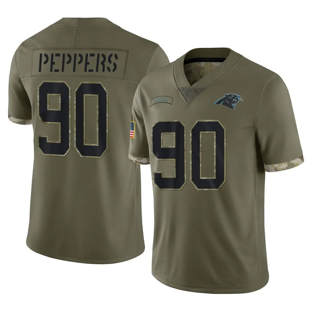 C.Panthers #90 Julius Peppers Player Olive Salute to Service Game Gdoa Stitched Jerseys