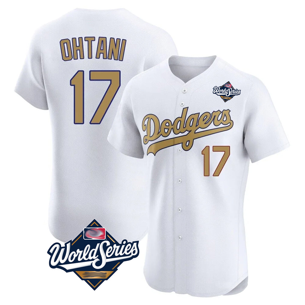 LA.Dodgers #17 Shohei Ohtani Player Gold World Series Limited Elite Home Fdoa Stitched Jerseys